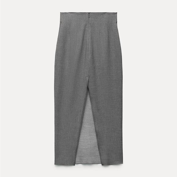 Zara Gray Midi Pencil Skirt ZW Collection - Picture 15 of 17